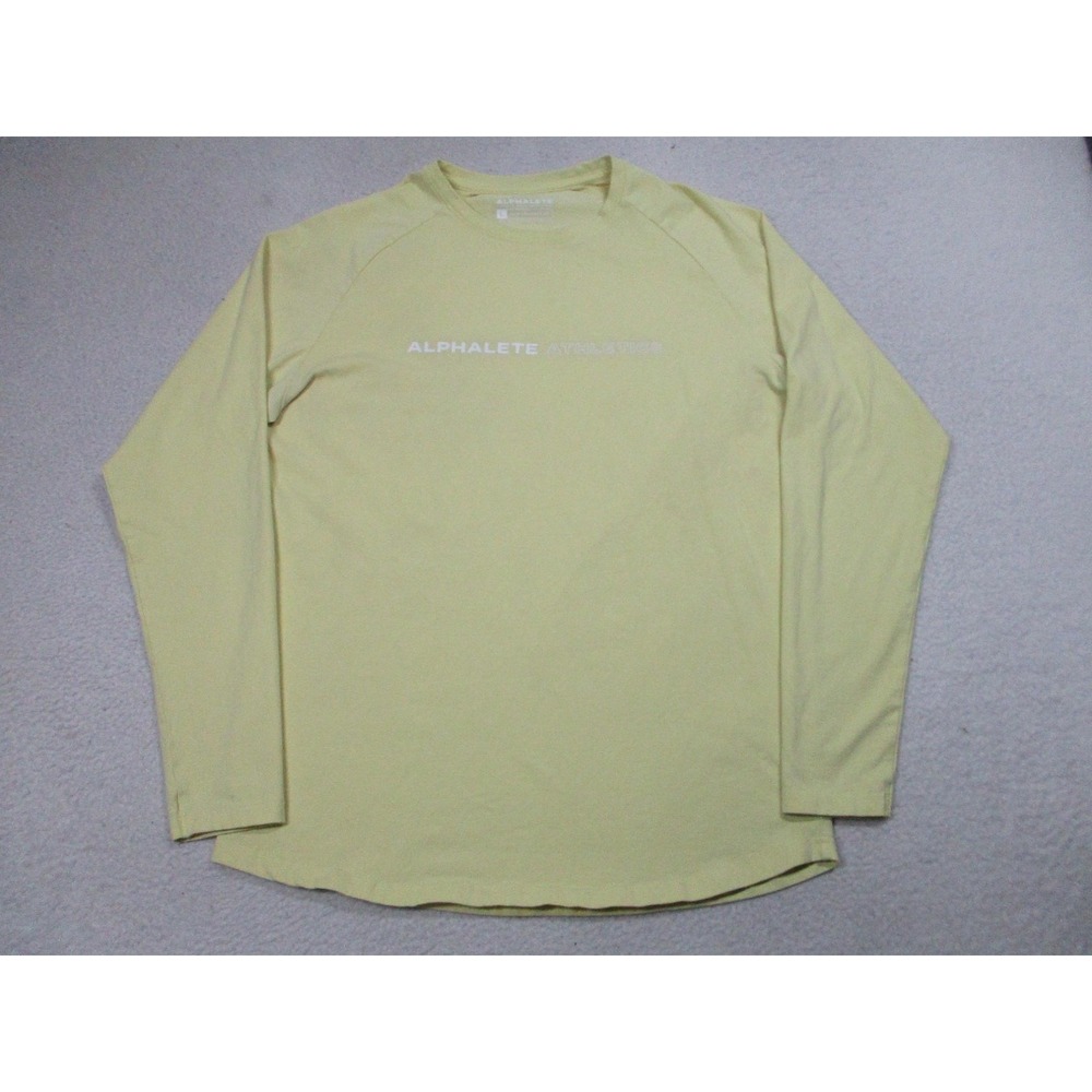 Alphalete Shirt Mens Large Yellow Long Sleeve Performance Fit Athletic Gym